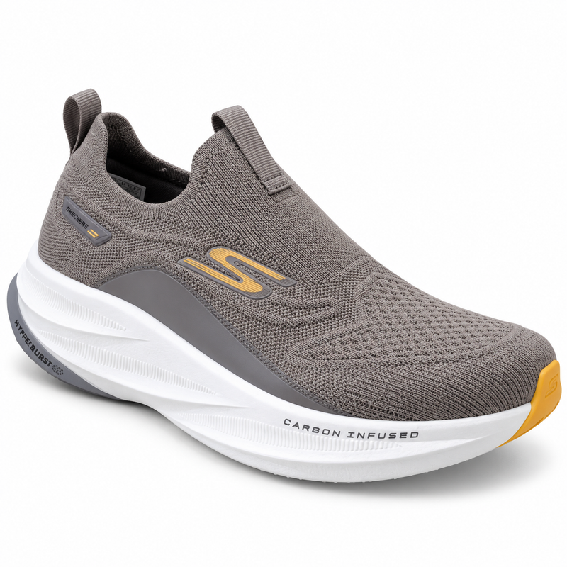 Skechers Carbon-Infused Slip-On Running Shoes – Taupe / White – image 1