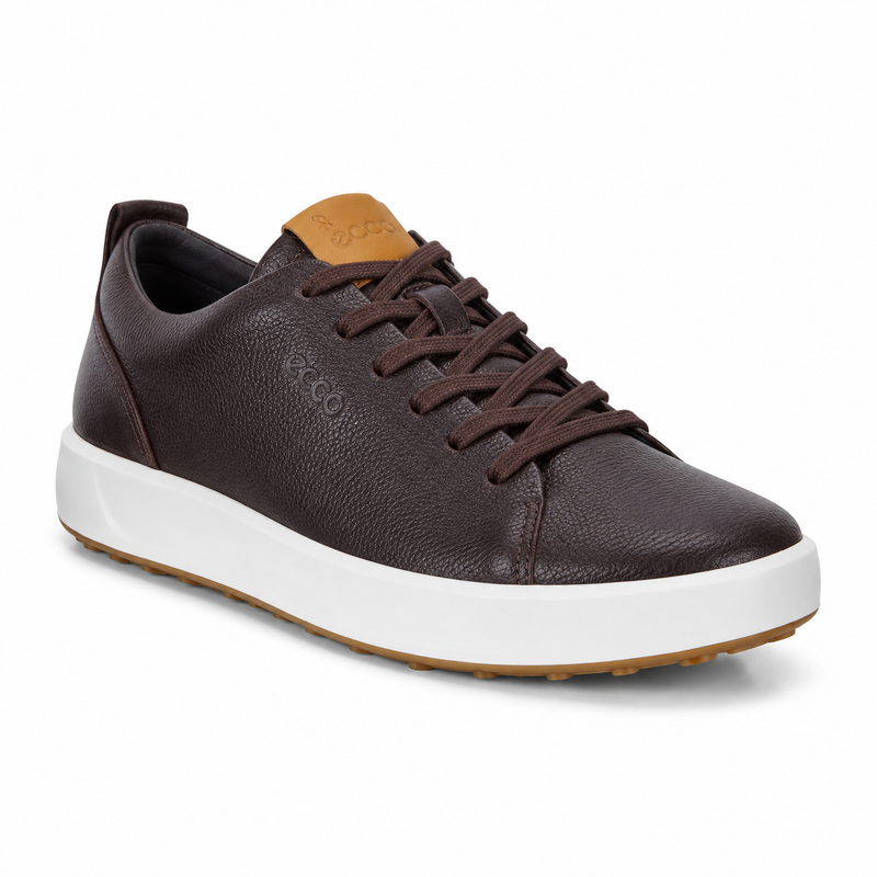 ECCO Men's Brown Pebbled Leather Sneaker – White Sole – image 1