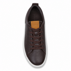 ECCO Men's Brown Pebbled Leather Sneaker – White Sole – image 3