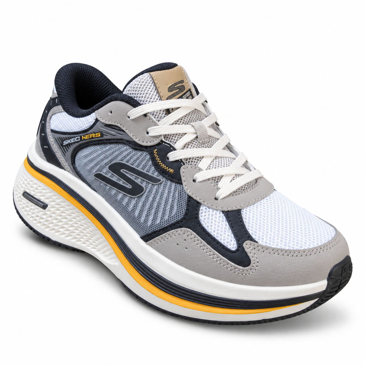 Skechers Cushioned Running Shoes – Grey/White/Orange - product view 1