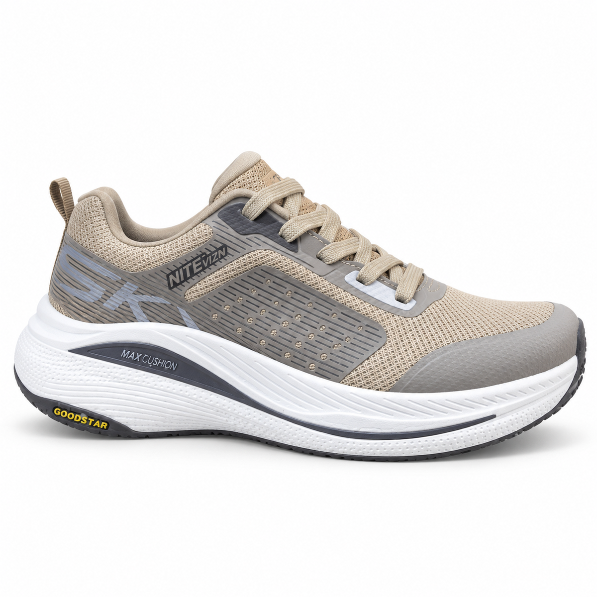 Skechers Max Cushioning Running Shoes – Taupe/White - product view 1